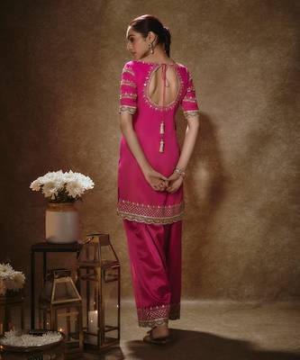 Barbie pink & gold kurta set 2