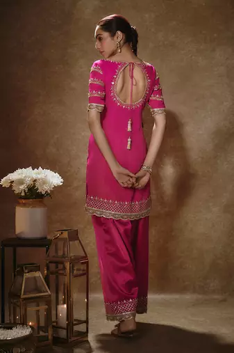 Barbie pink & gold kurta set