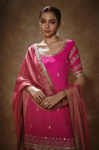 Barbie pink & gold kurta set