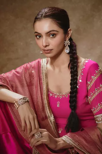 Barbie pink & gold kurta set