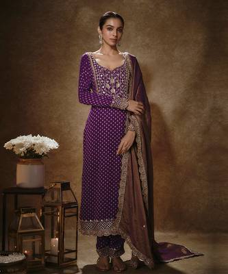 Royal purple banarasi kurta set 1