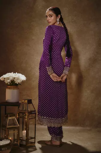 Royal purple banarasi kurta set