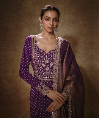 Royal purple banarasi kurta set 4