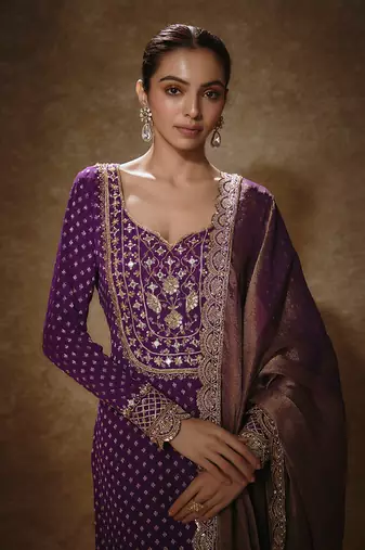 Royal purple banarasi kurta set