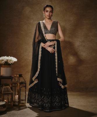 Black & Gold Lehenga Set 1