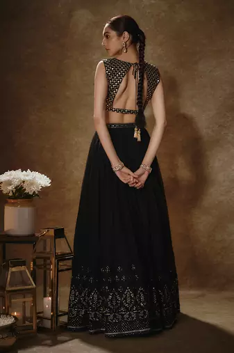 Black & Gold Lehenga Set