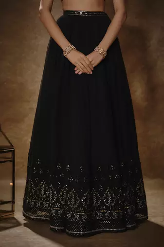 Black & Gold Lehenga Set