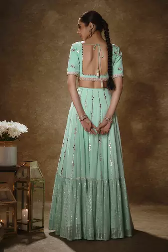 Mint & Gold Lehenga Set