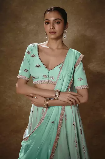 Mint & Gold Lehenga Set