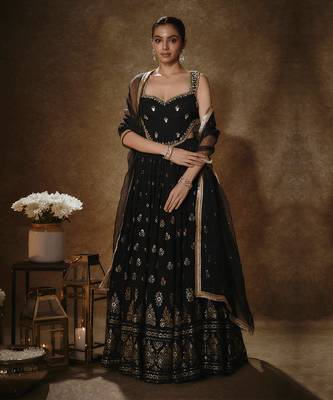 Black & Gold Lehenga Set 1