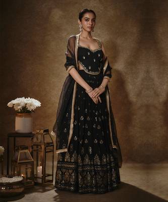 Black & Gold Lehenga Set 2