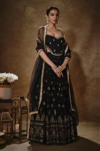 Black & Gold Lehenga Set