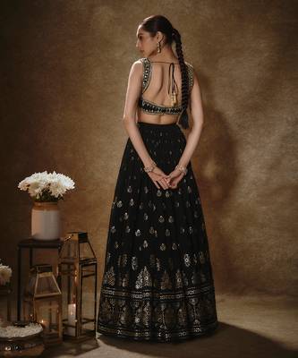 Black & Gold Lehenga Set 3