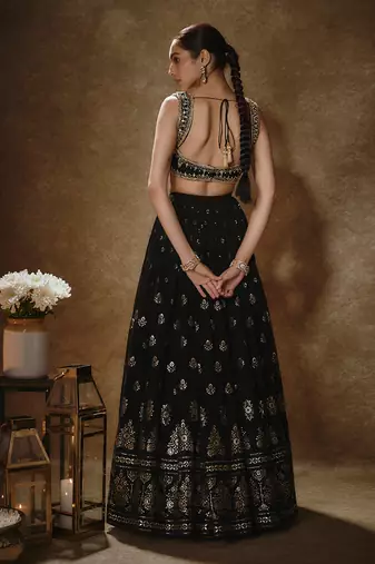 Black & Gold Lehenga Set