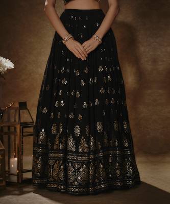 Black & Gold Lehenga Set 4