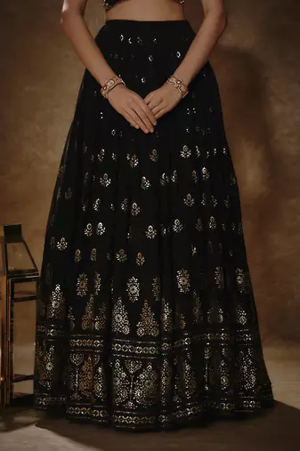 Black & Gold Lehenga Set