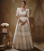 White Net Theadwork Lehenga