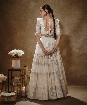 White Net Theadwork Lehenga 2
