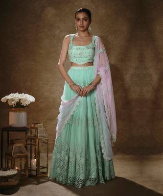 Mint & Blush Pink Lehenga Set 1