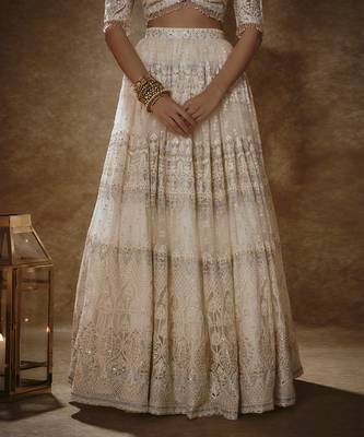 White Net Theadwork Lehenga 3