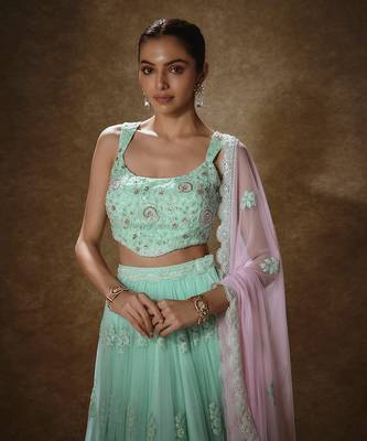 Mint & Blush Pink Lehenga Set 4