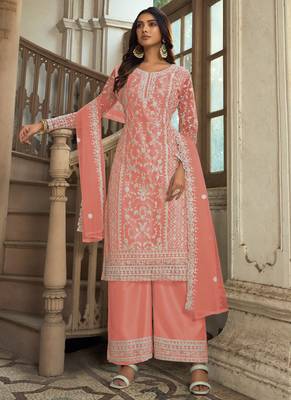 Traditional Net Straight Suit Peach 1