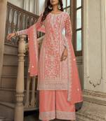 Traditional Net Straight Suit Peach