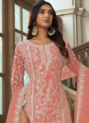 Traditional Net Straight Suit Peach 2