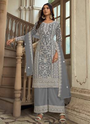 Traditional Net Straight Suit Grey 1