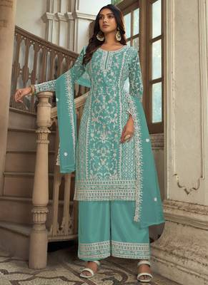 Traditional Net Straight Suit Light Blue 1