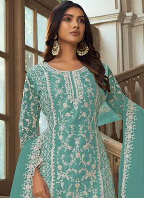 Traditional Net Straight Suit Light Blue 2