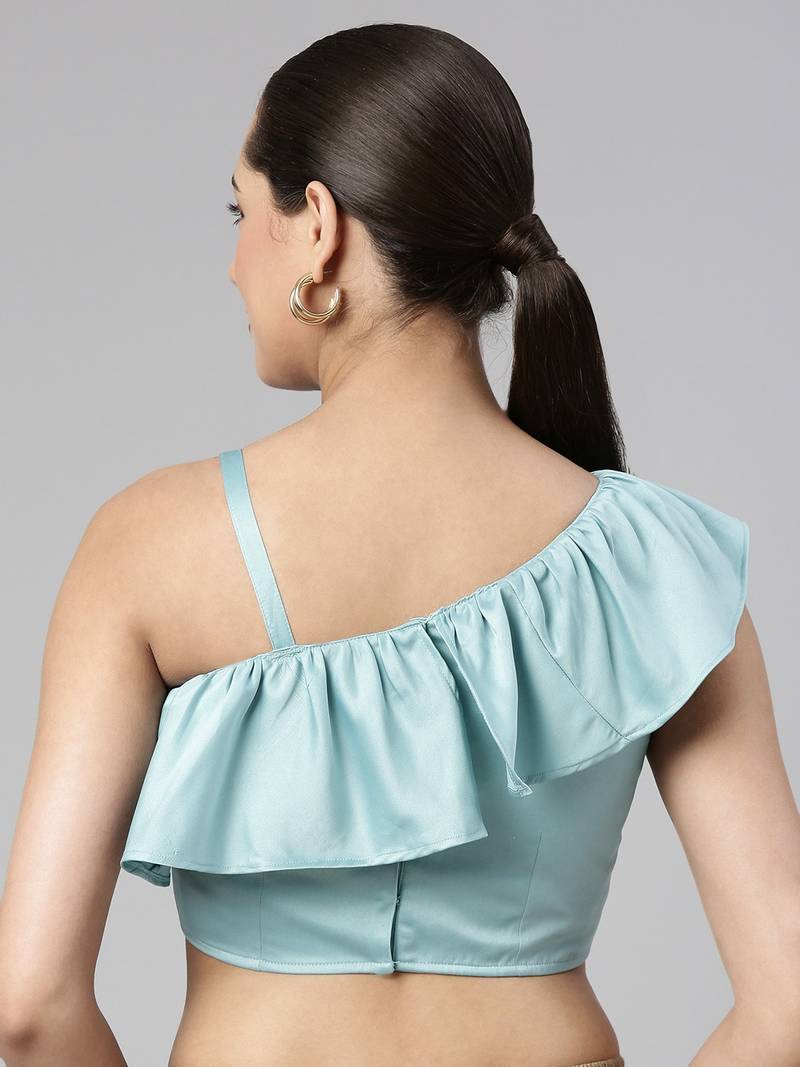 Flaher Women Solid Satin Padded Saree Blouse