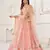 Peach Heavy Embroidery Net Semi Stitch A Line Lehenga With Blouse