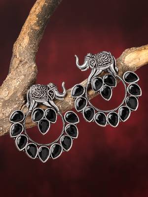 Sasha oxidized german silve drop earrings embellished with pearl 2