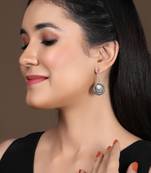 Vintage rustic oxidised german silver earrings studded with pearls