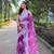 Ruby pink organza heavy embroidery with cut work border saree with blouse