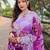 Ruby pink organza heavy embroidery with cut work border saree with blouse