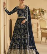 Navy Blue Georgette Embroidered Anarkali Salwar Kameez