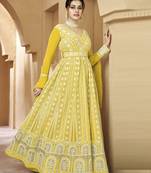 Yellow Georgette Embroidered Anarkali Salwar Kameez