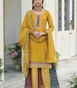 Yellow Georgette Embroidered Punjabi Suits
