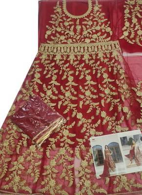 Maroon Butterfly Net Embroidered Anarkali Salwar Kameez 3