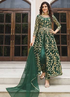 Green Butterfly Net Embroidered Anarkali Salwar Kameez 1