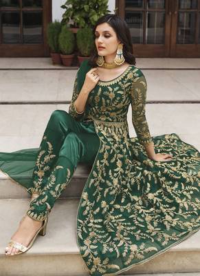 Green Butterfly Net Embroidered Anarkali Salwar Kameez 2