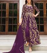 Purple Butterfly Net Embroidered Anarkali Salwar Kameez