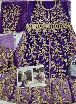 Purple Butterfly Net Embroidered Anarkali Salwar Kameez 3