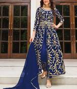 Royal Blue Butterfly Net Embroidered Anarkali Salwar Kameez
