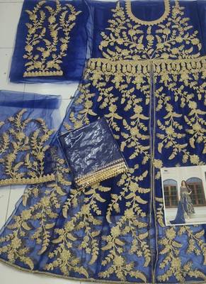 Royal Blue Butterfly Net Embroidered Anarkali Salwar Kameez 3