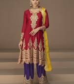 Red Georgette Embroidered Punjabi Suits