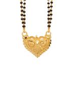 Classy Gold Tone Mangalsutra With Double String; Heart Shape