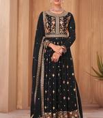 Black Georgette Embroidered Party Wear Salwar Kameez